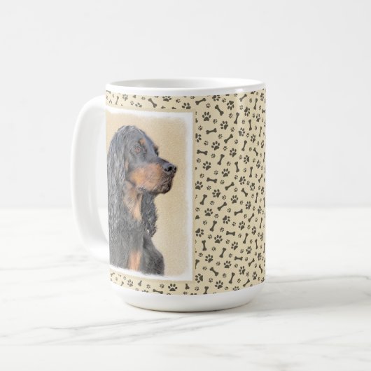 Mug Gordon Setter Peinture - Joli art original chien (Devant gauche)