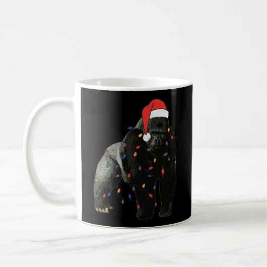 Mug Gorilla avec Père Noël Casquette Noël Lumières Tsh (Gauche)