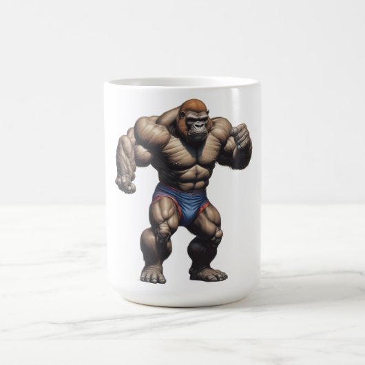 Mug Gorilla Bodybuilder Pop Art Cartoon Drawing (Centre)