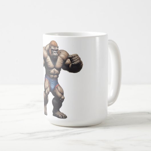 Mug Gorilla Bodybuilder Pop Art Cartoon Drawing (Devant droit)