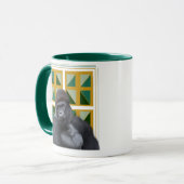 Mug Gorille de Silverback Jaune et vert géométrique (Devant gauche)