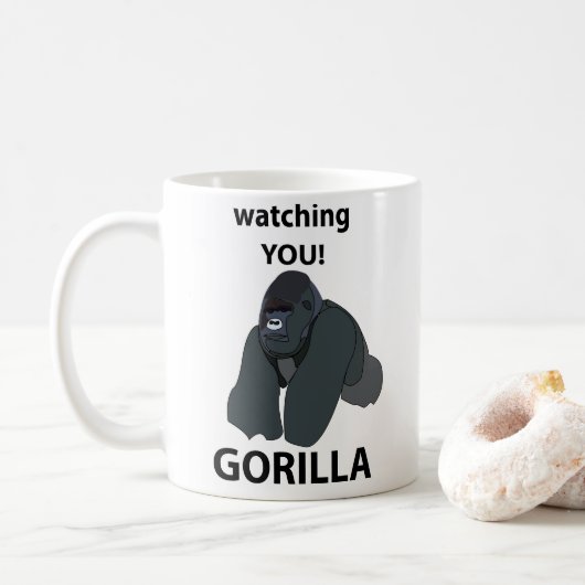 Mug Gorille Vous Regardant Drôle Gorille (Avec donut)