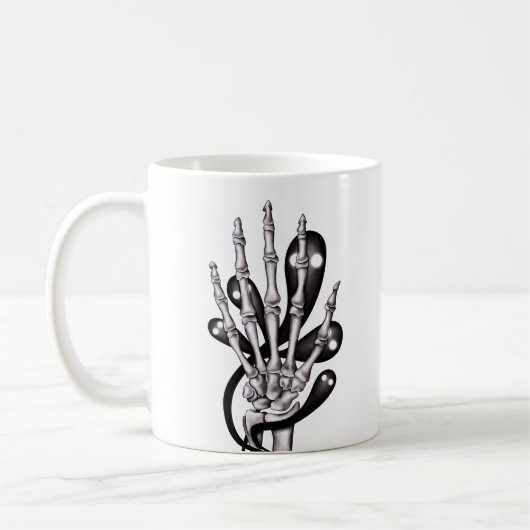 Mug Goth Anatomie Squelette Main Éffrayant Fantômes (Gauche)