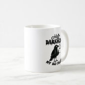 Mug Goth Crow Coffee "Hello Darkness" Art (Devant droit)