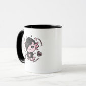 Mug Goth E-Girl Axolotl with Pink Chains and Hearts (Devant gauche)
