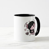 Mug Goth E-Girl Axolotl with Pink Chains and Hearts (Devant droit)