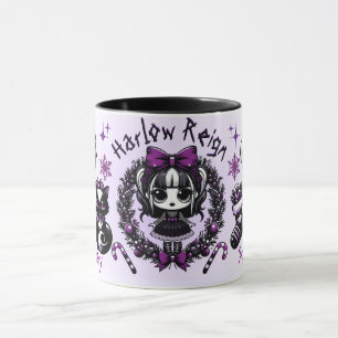 Mug Goth fille mignonne violet et noir Noël gothique