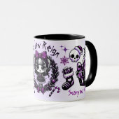 Mug Goth fille mignonne violet et noir Noël gothique (Devant droit)