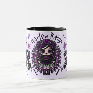 Mug Goth fille mignonne violet et noir Noël gothique