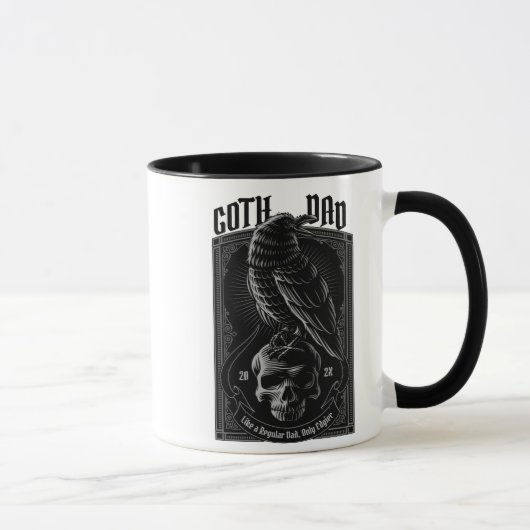 Mug Goth personnalisé papa, corbeau et crâne (Droite)