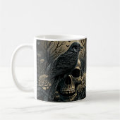 Mug Goth Skull Art with Raven Design (Gauche)
