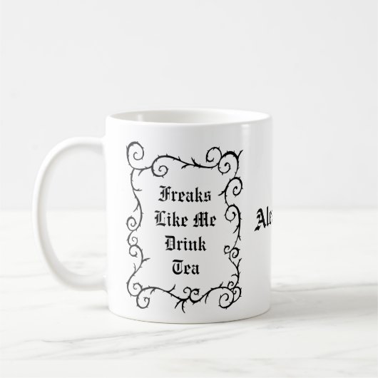 Mug Goth Thé Drinker Nom personnalisé Cadeau personnal (Gauche)