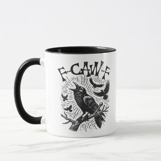 Mug Gothic Crow F-Caw-F Humor Funny Essential Retro Cl (Gauche)