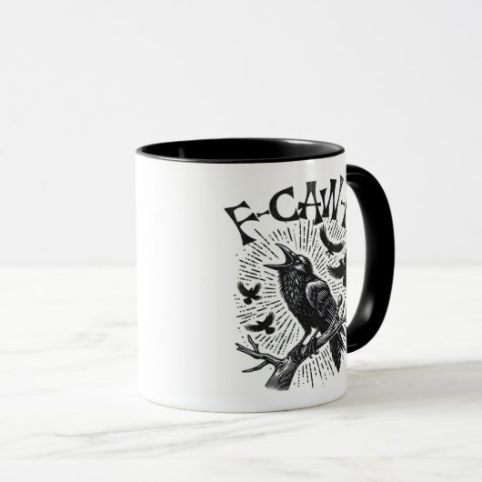 Mug Gothic Crow F-Caw-F Humor Funny Essential Retro Cl (Devant droit)
