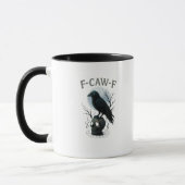 Mug Gothic Crow F Caw F Raven Skull Halloween Graphic (Gauche)