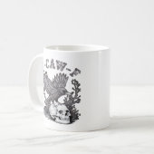 Mug Gothic drôle F-Caw-F Humour Corbeau Essentiel Rétr (Devant gauche)