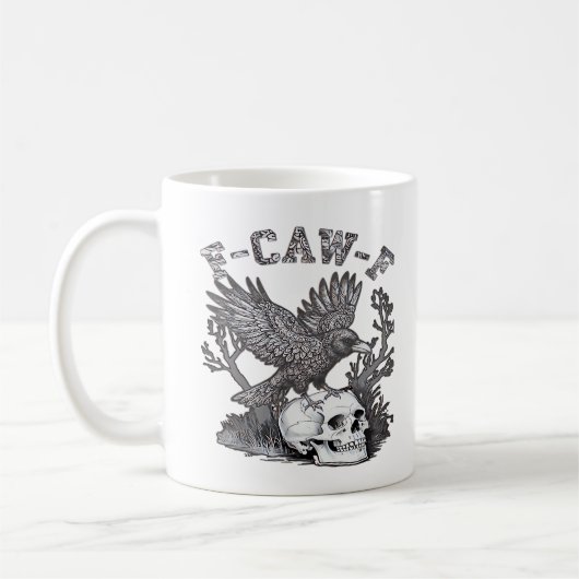 Mug Gothic drôle F-Caw-F Humour Corbeau Essentiel Rétr (Gauche)