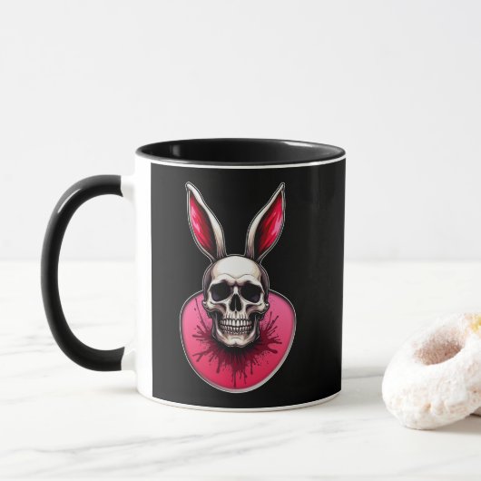 Mug Gothic Easter Bunny – Skull Art - caneca (Avec donut)
