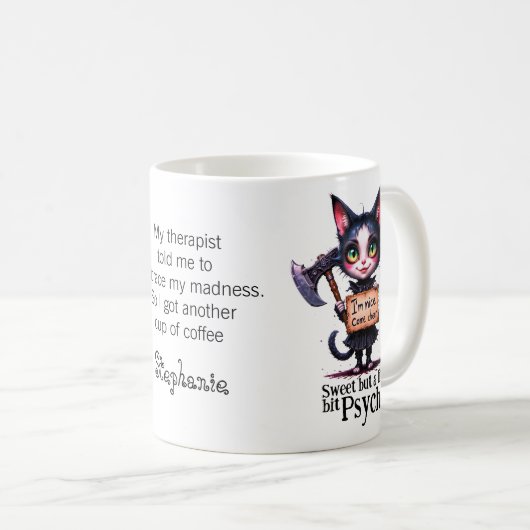 Mug Gothic Psycho Cute Cat With Axe (Devant droit)