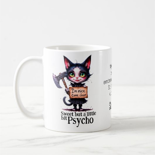 Mug Gothic Psycho Cute Cat With Axe (Gauche)