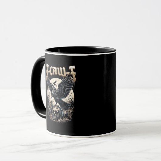 Mug Gothic Skull F-Caw-F Crow Adult Humor Graphic (Devant gauche)