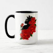 Mug Gothique Chat Noir Roses Rouges Violet (Gauche)
