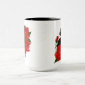 Mug Gothique Chat Noir Roses Rouges Violet (Centre)