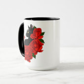 Mug Gothique Chat Noir Roses Rouges Violet (Devant gauche)