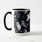 Mug Gothique Éffrayant Valentin Fantômes avec Coeurs (Gauche)