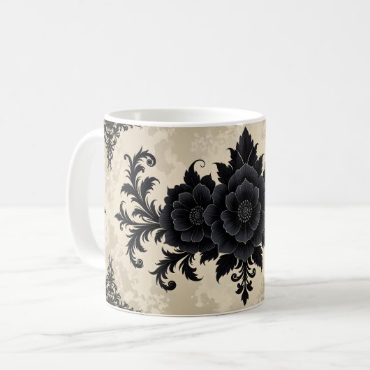 Mug Gothique noir Damas (Devant gauche)
