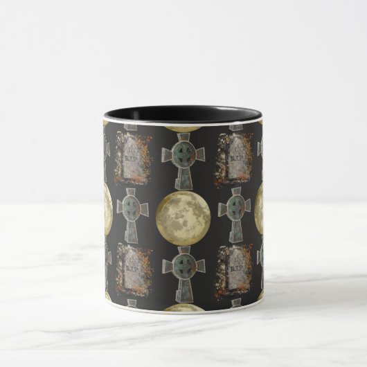 Mug Gothique R.I.P. Headstone Celtic Cross Pleine lune (Centre)