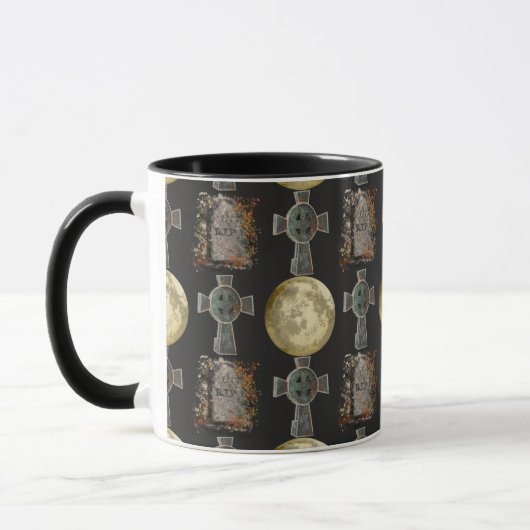 Mug Gothique R.I.P. Headstone Celtic Cross Pleine lune (Gauche)