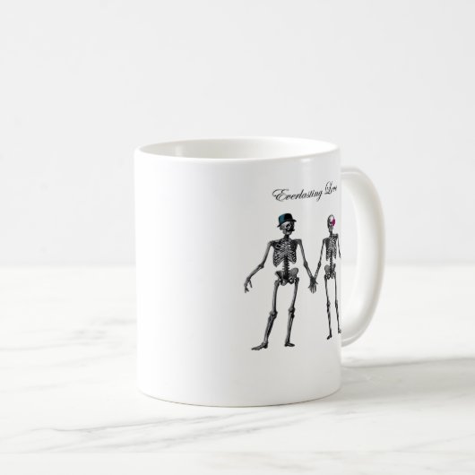 Mug Gothique Squelette Couple (Vieux Rose) Classique (Devant droit)
