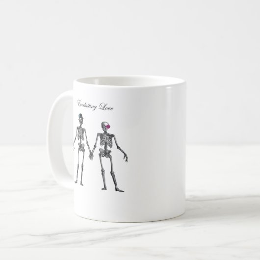 Mug Gothique Squelette Couple (Vieux Rose) Classique (Devant gauche)