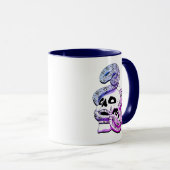Mug Gothique Violet et Serpent bleu et Crâne Art foncé (Devant droit)