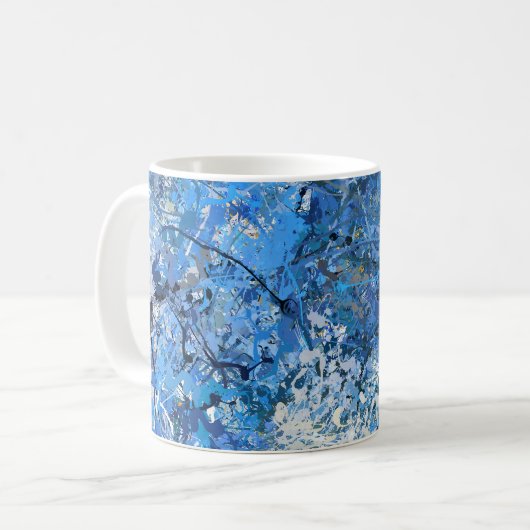 Mug Gouttes Bleues Abstraction (Devant gauche)