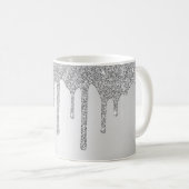 Mug Gouttes de paillettes argentées chic personnalisée (Devant droit)