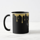 Mug Gouttes de paillettes dorées Monogramme Script Noi (Gauche)