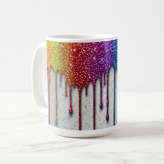 Mug Gouttes de peinture arc-en-ciel vibrant (Devant gauche)