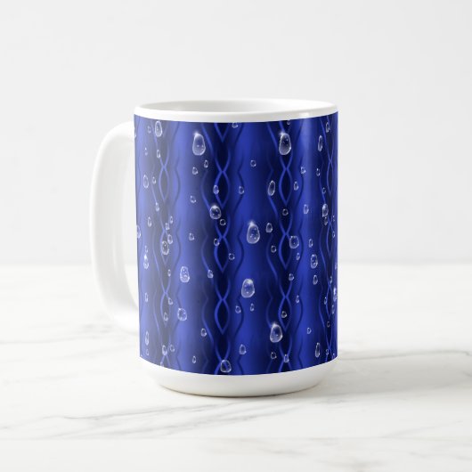 Mug gouttes de pluie sur le métal bleu (Devant gauche)