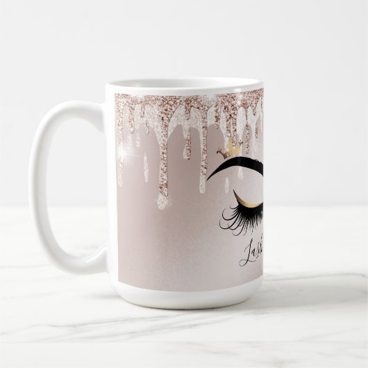 Mug gouttes d'or rose clin d'oeil longues cils (Gauche)