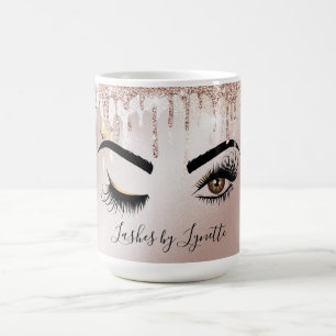 Mug gouttes d'or rose clin d'oeil longues cils