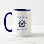 Mug Gouvernail de Bateau & Nom du Capitaine ou du Bate (Gauche)