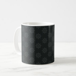 Mug Gouvernail de bateau tonal sur fond noir
