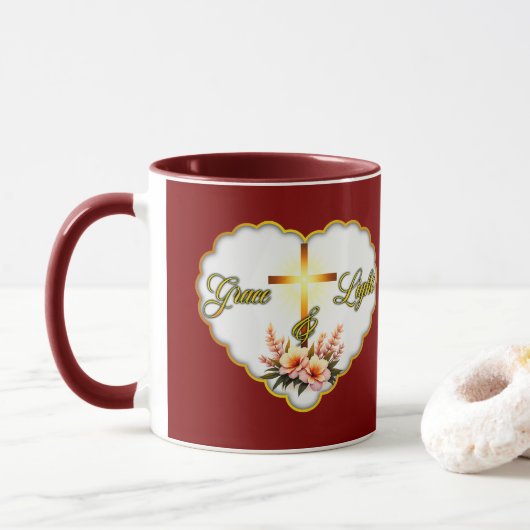 Mug Grace and Light – Christian Easter - caneca (Avec donut)