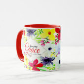 Mug Grace Extraordinaire fleurie personnalisée (Devant gauche)