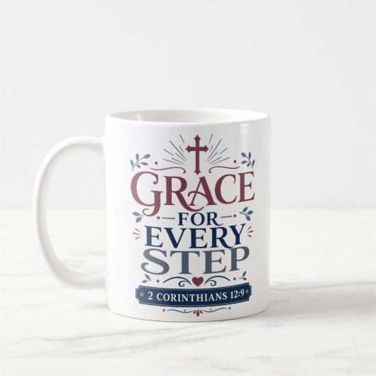 Mug Grâce pour chaque pas Citation de l'Écriture du ma (Gauche)