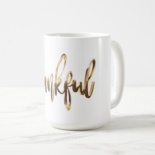 Mug Grâces Elegant Faux Gold Script Thanksgiving (Devant droit)
