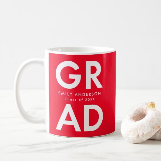 Mug Grad Grad Red Graduation (Avec donut)