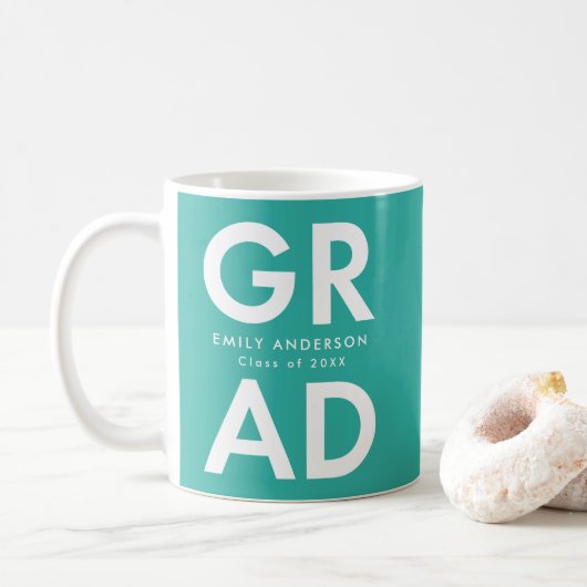 Mug Grad Grad Turquoise Photo Grad Grad (Avec donut)